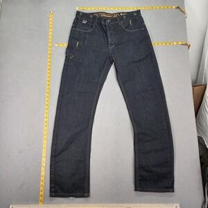 Buckle Back Jeans Mens Indigo Blue Button Fly Straight Leg Fits 34x32